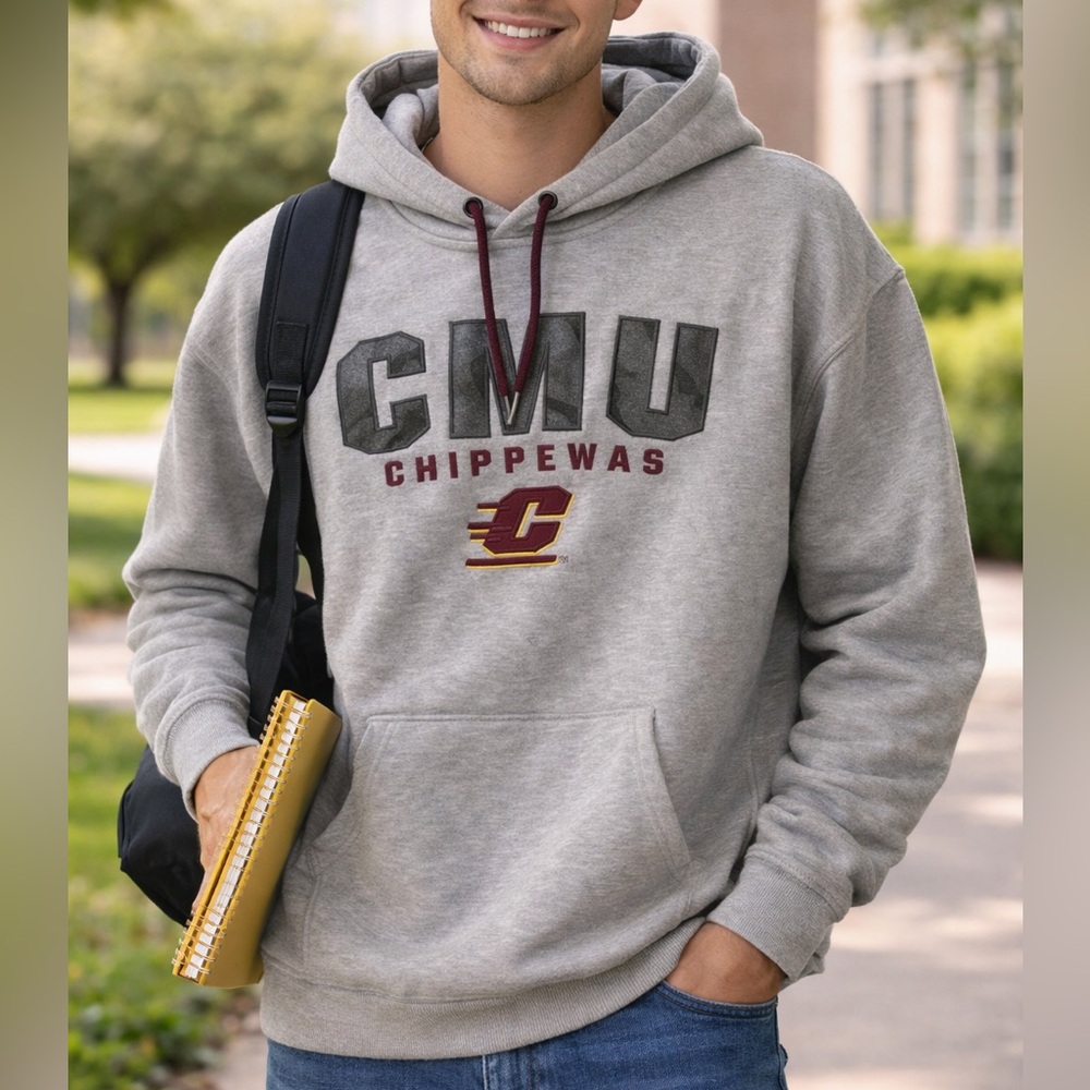 Colosseum Gray Central Michigan CMU Chippewas Hoodie Operation Hat Trick
